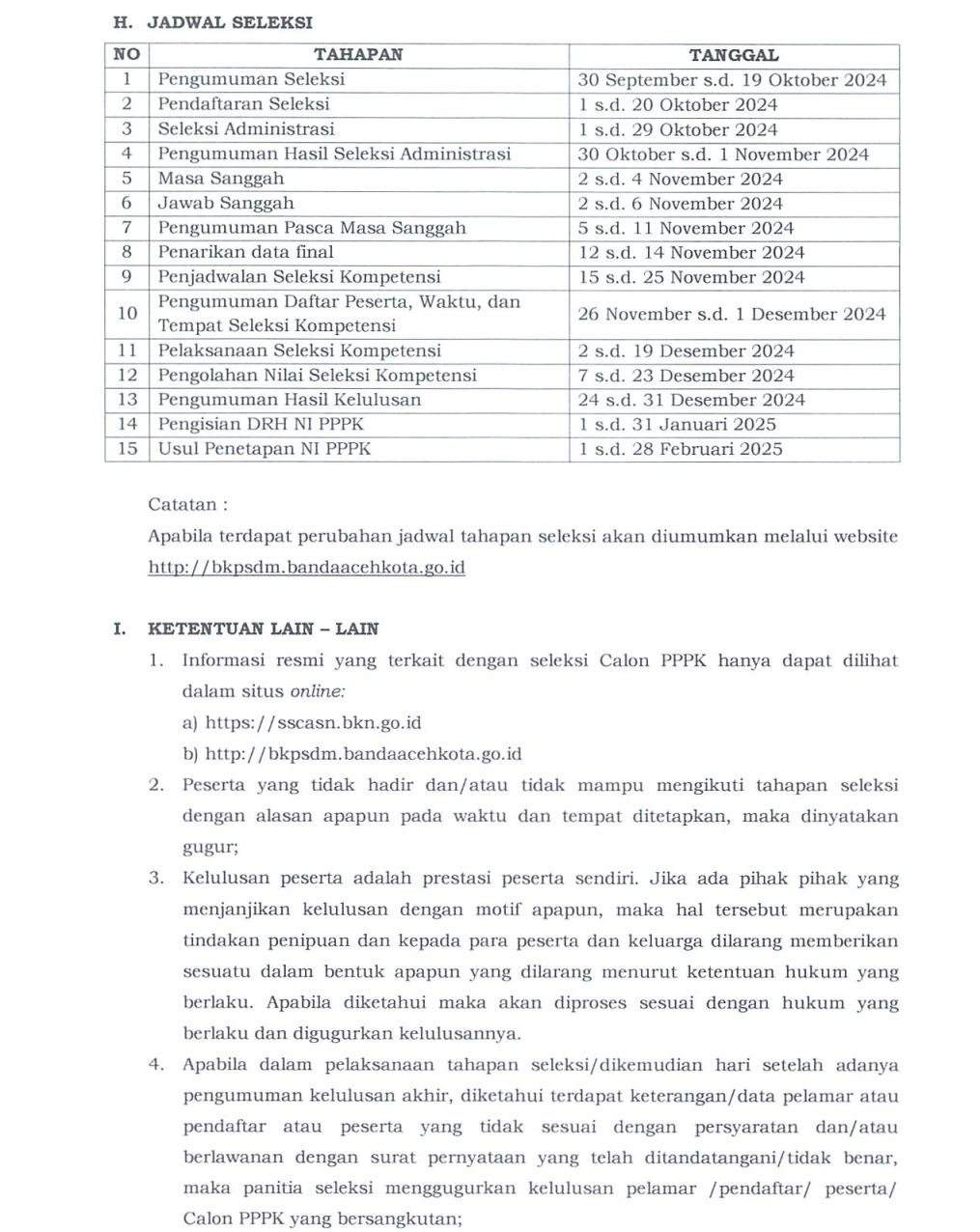 Pengumuman Pengadaan PPPK Kota Banda Aceh Tahun 2024 ~ SELEKSI CASN ...